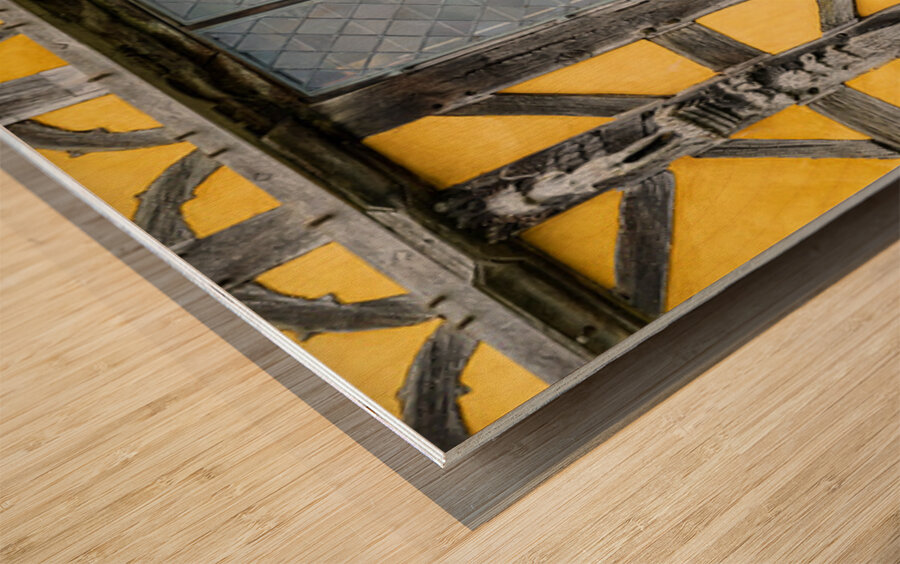 Detail of framing around a window of 13th Century fortified mano Wood print