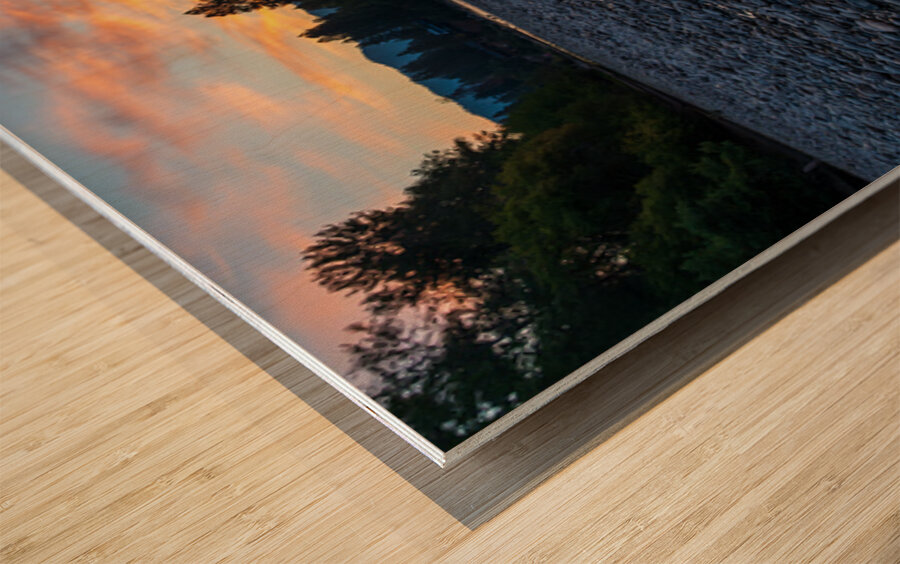 Sunrise over Wenatchee River in Leavenworth Washington State Wood print