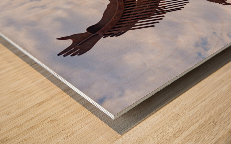 The Salmon Chief metal sculpture in Entiat City Park Washington  Wood print