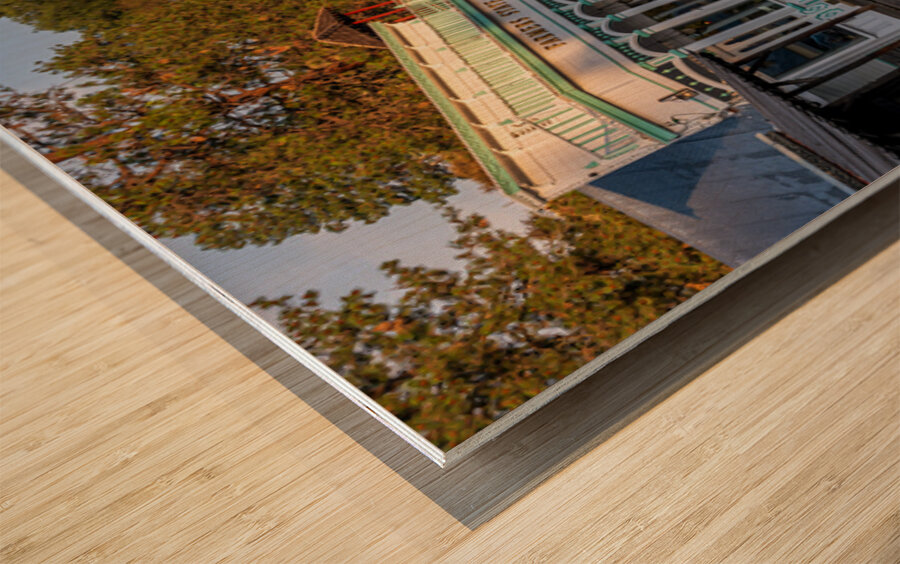 Farmers State Bank on the main street of the historic town of Wi Wood print