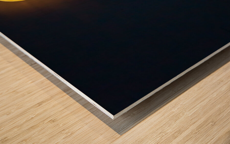 Harvest moon above sixth and Guadalupe apartment Austin Wood print