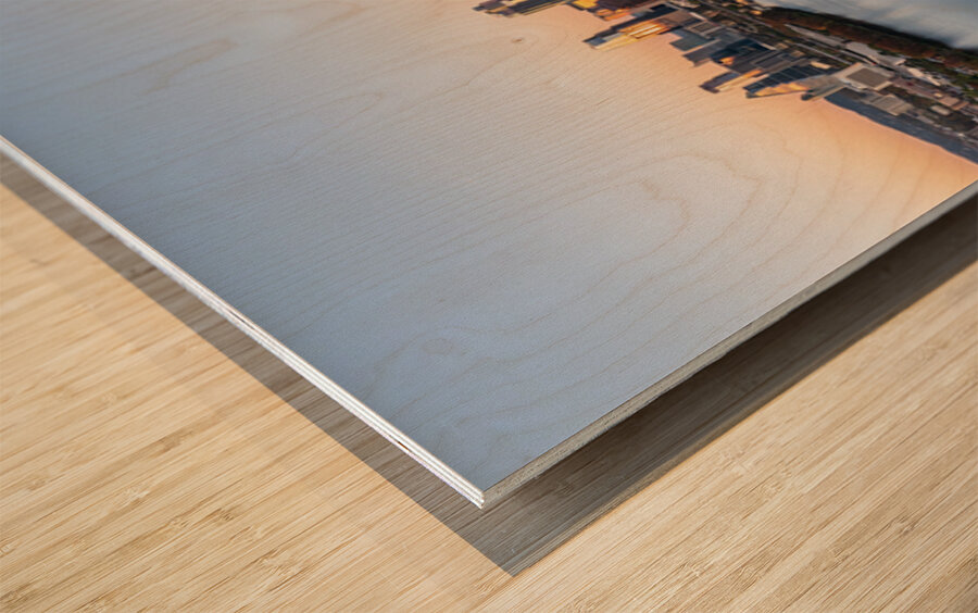 Broad panorama aerial view of downtown Austin Skyline  Wood print