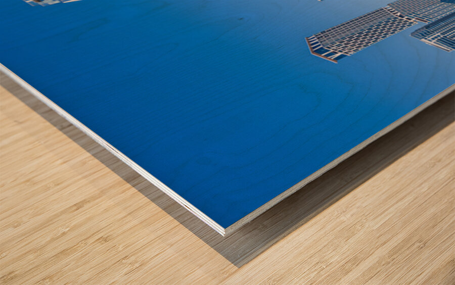 Modern Rainey Street Austin apartments above lake Wood print