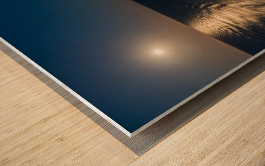 Moon over the wake of cruise ship travelling at speed Wood print