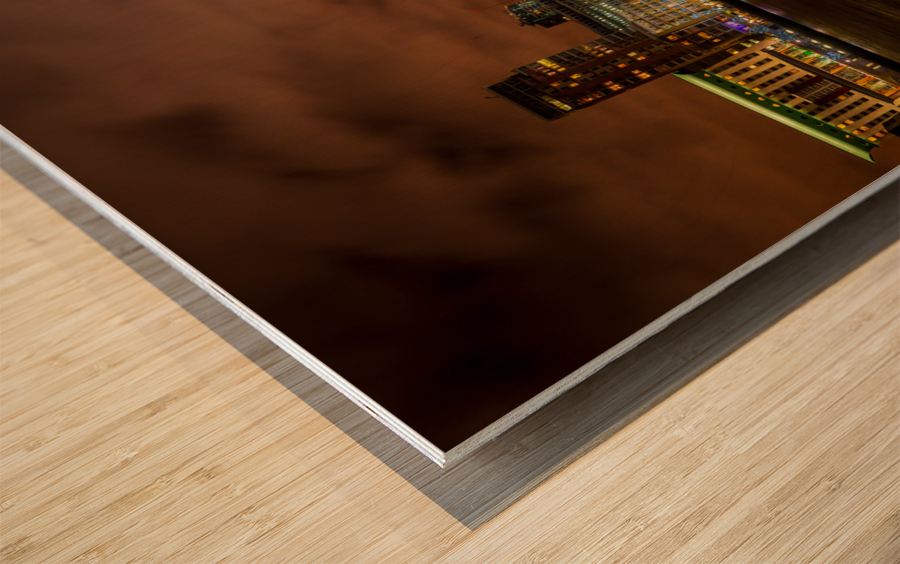 Skyline of Canary Wharf in London Wood print