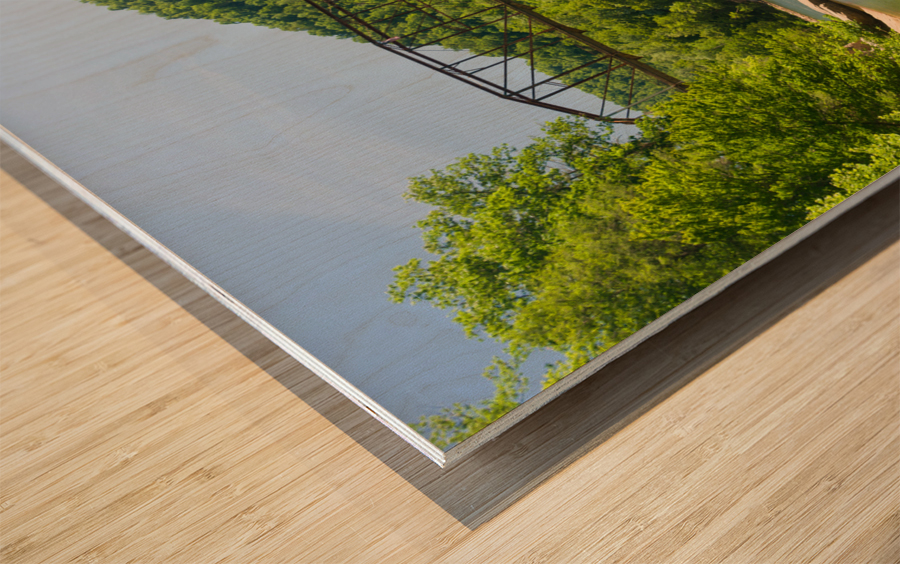 View of Jenkinsburg Bridge over Cheat River Wood print