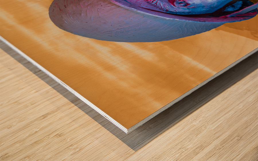 Close up of head of soldier statue in jungle Wood print