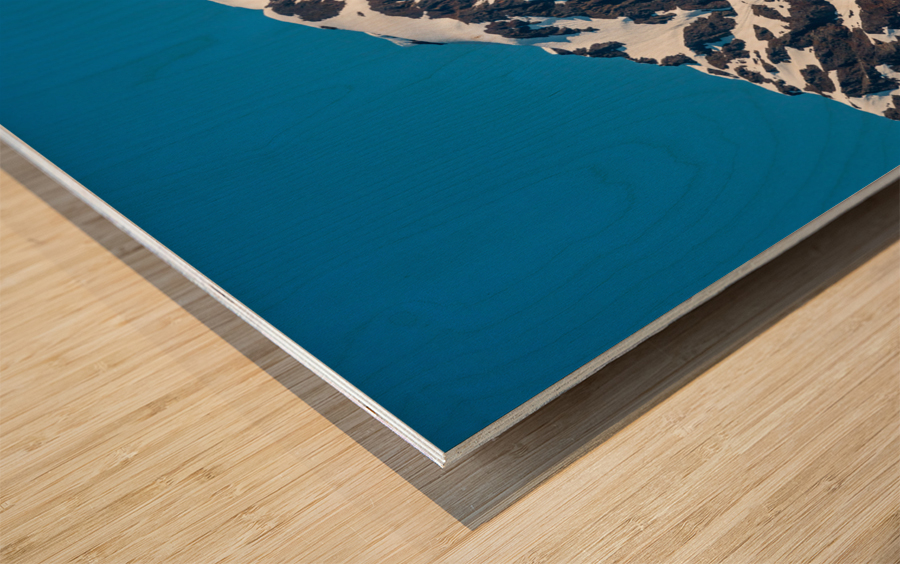 Peak of mountain overlooking Seward in Alaska Wood print