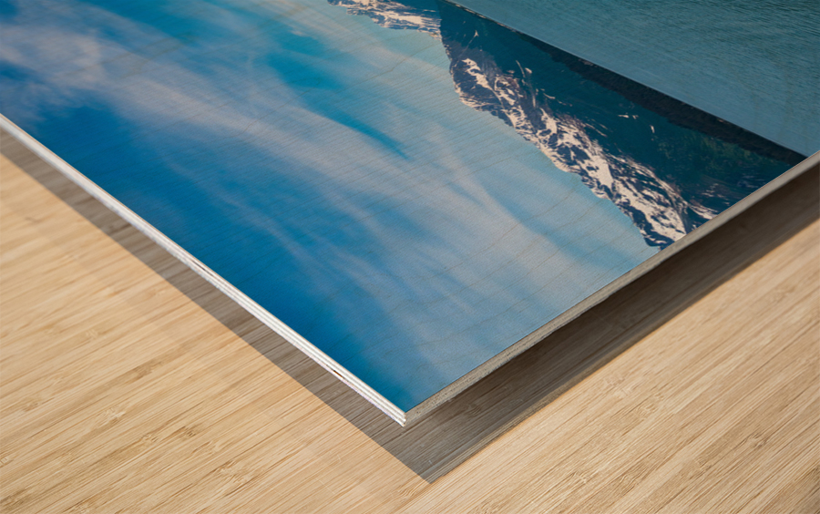 Cruise boat wake leaving town of Valdez in Alaska Wood print