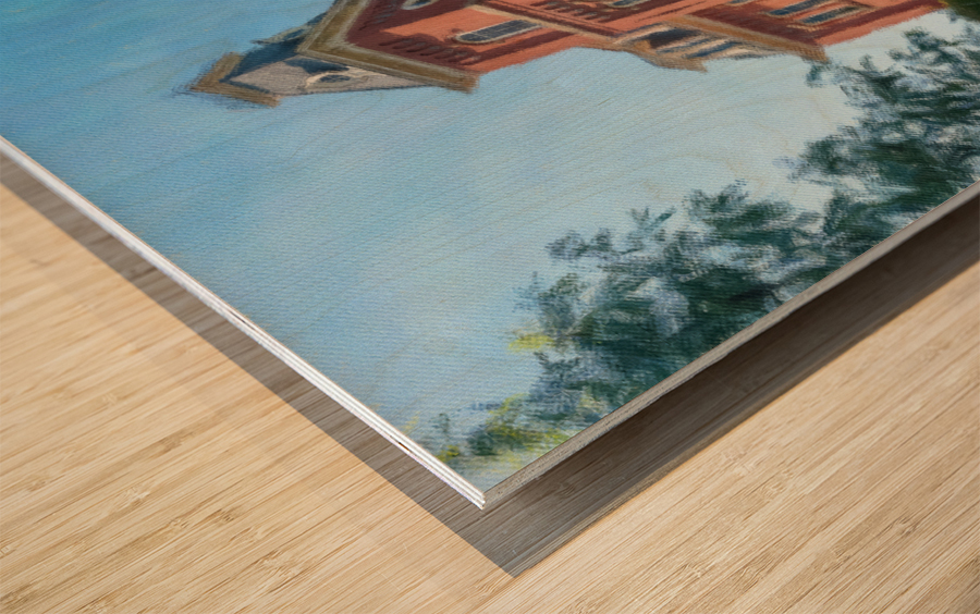 Impressionist view of Woodburn Hall in Morgantown Wood print