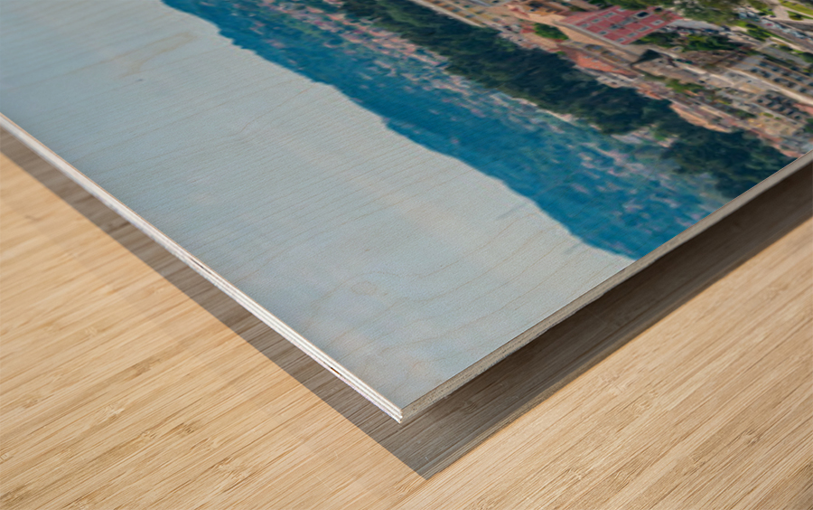 Wide panorama of  Kerkyra on island Corfu Wood print