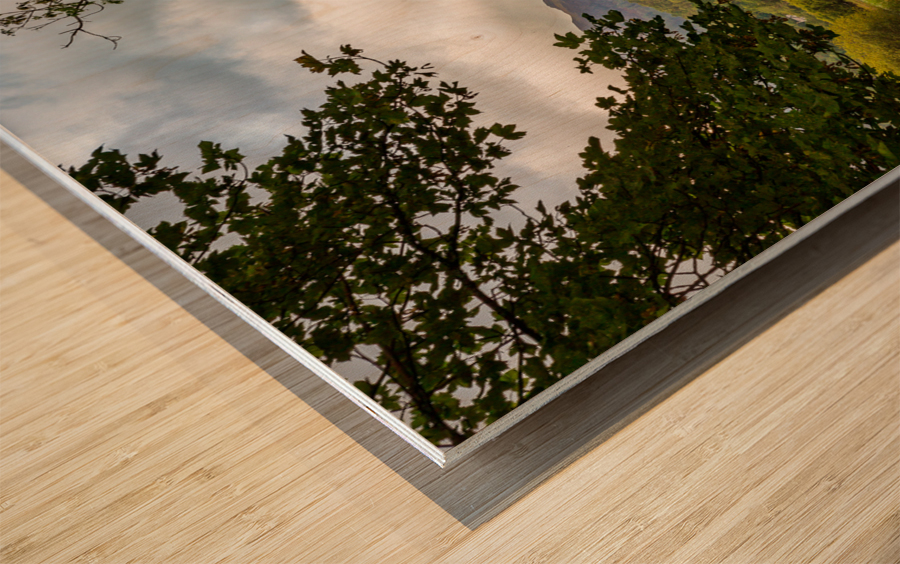 Sunrise at Elterwater in Lake District Wood print