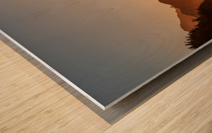 Misty sunset on Na Pali coastline Wood print