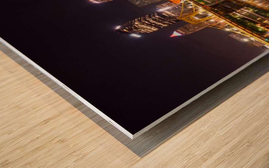 City Skyline of Pittsburgh at night Wood print