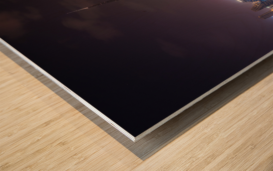 Offices and apartments of Dubai Business Bay with district behin Wood print