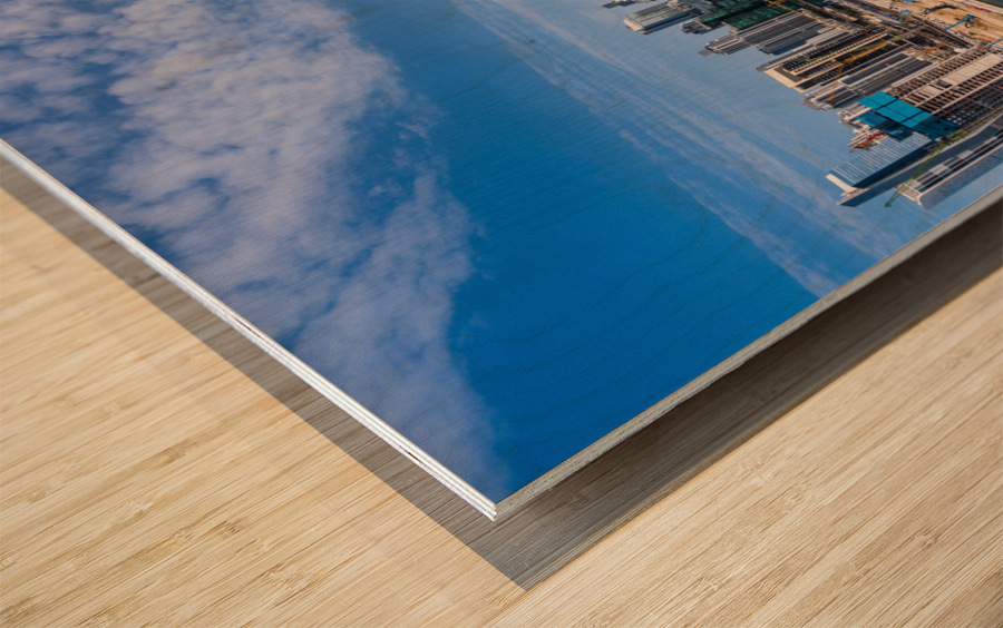 Offices and apartments of Dubai Business Bay with Downtown distr Wood print