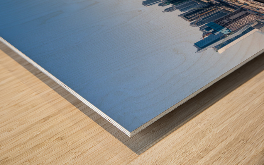 Offices and apartments of Dubai Business Bay with district behin Wood print