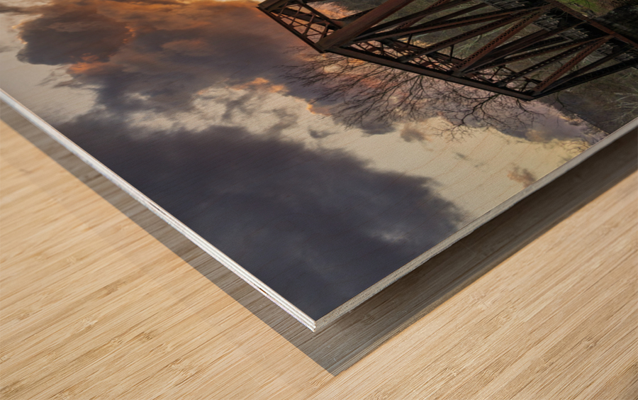Steel girder bridge carries the bike walking trail over Deckers  Wood print