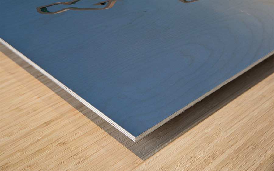 Rubber surface of running track alongside Dubai beach Wood print