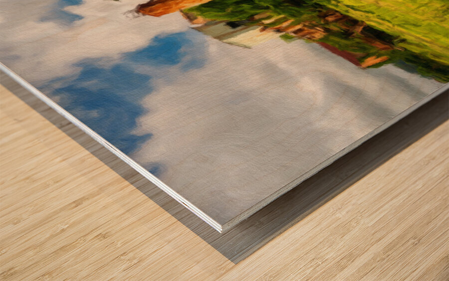 Oil painting of abandoned truck by old sugar mill at Koloa Kauai Wood print