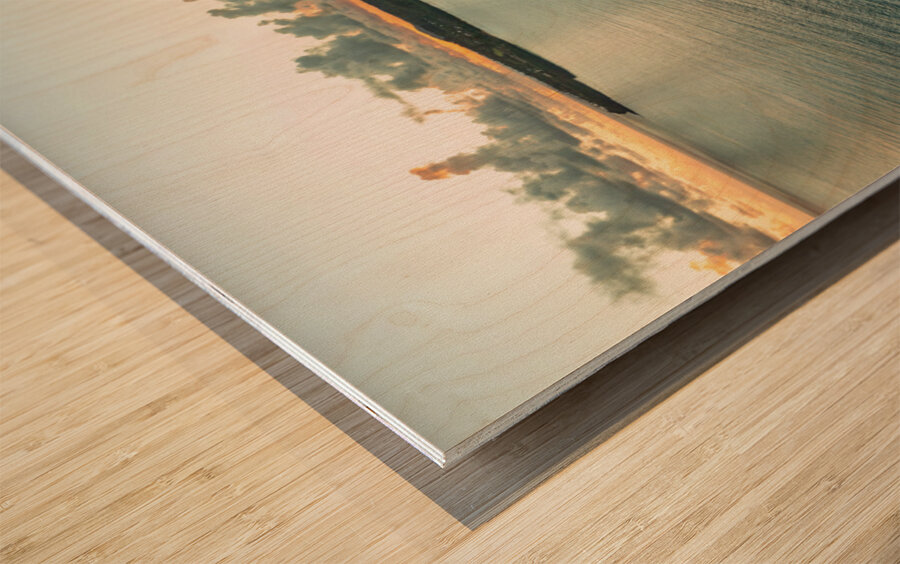 Aerial panoramic image of Lumahai Beach on the Kauai north shore Wood print