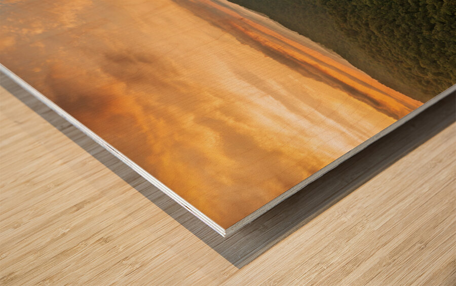 Mist swirling over Cheat River gorge at sunrise near Morgantown  Wood print