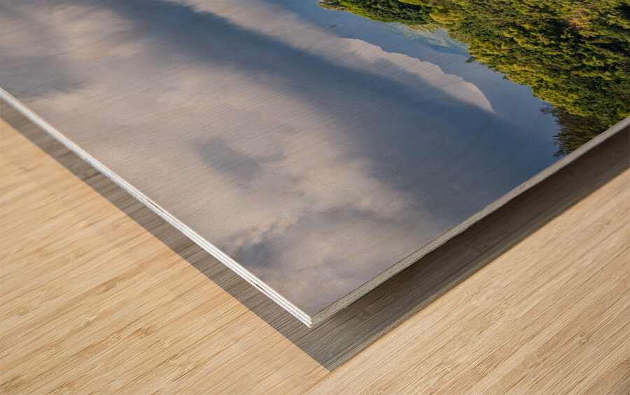 Opaekaa Falls sunlit as dark storm clouds gather over the hills Wood print