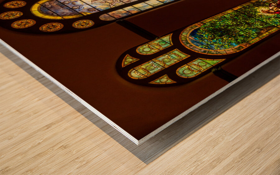 Three beautiful Tiffany stained glass windows from 1896 Wood print