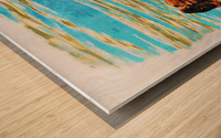 Digital watercolor of Sea Otter floating in the sea Wood print