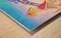 Water color of Ocean City boardwalk at sunrise Wood print
