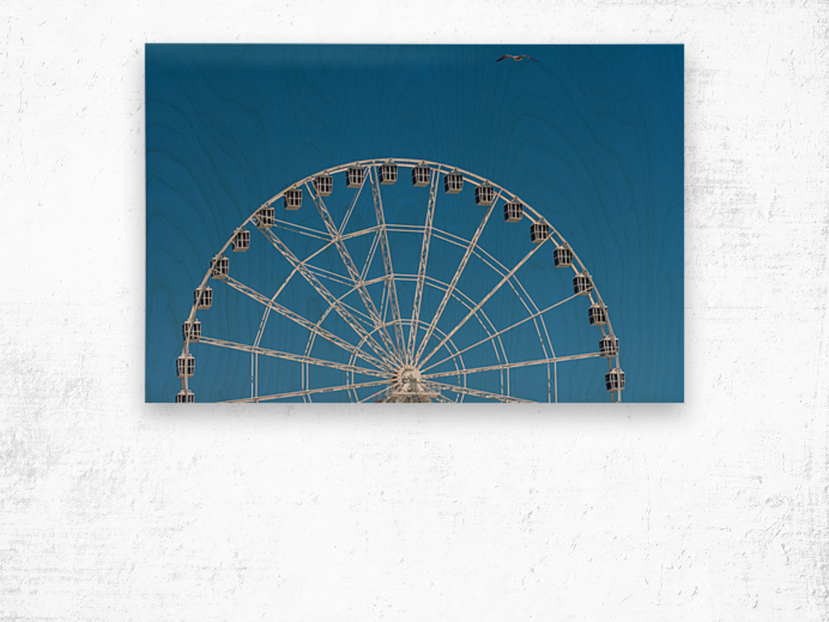 White ferris wheel on Steel Pier in Atlantic City Wood print