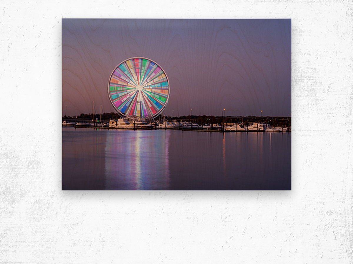 Ferris wheel at National Harbor Washington DC Wood print