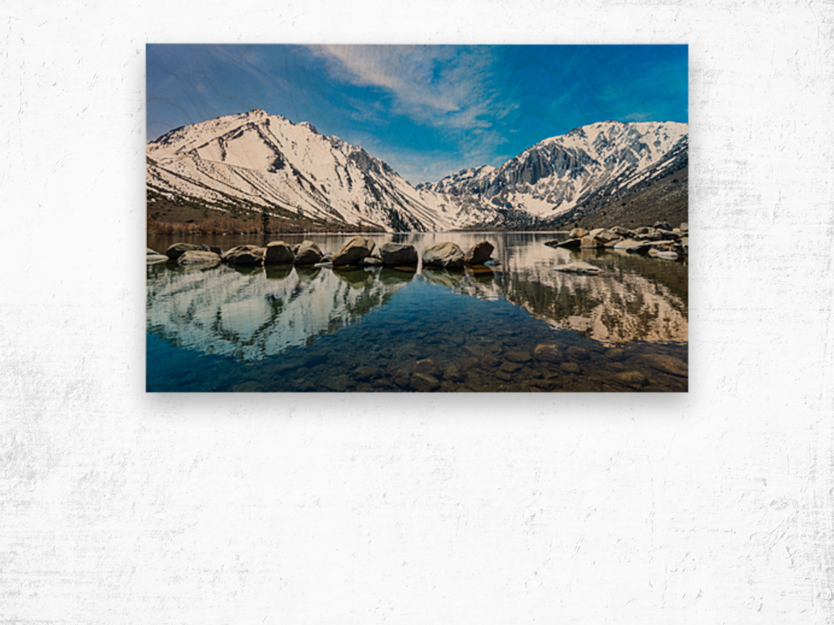 Reflections in Convict Lake in Sierra Nevadas Wood print