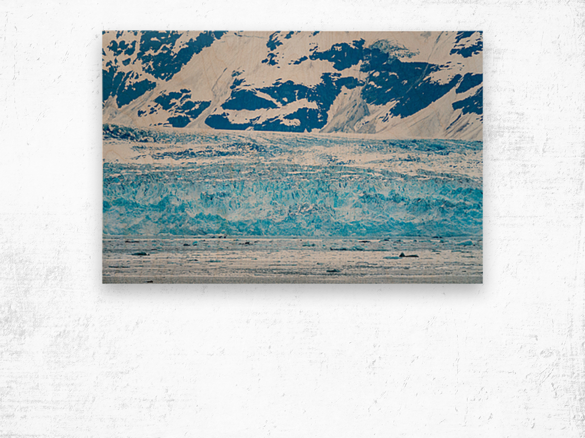 The Hubbard glacier near Valdez in Alaska on cloudy day Wood print