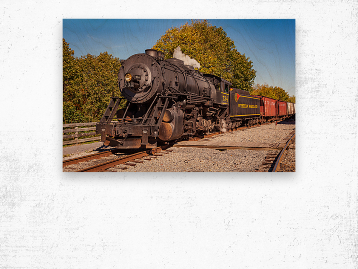WMRR Steam train in Frostburg MD Wood print