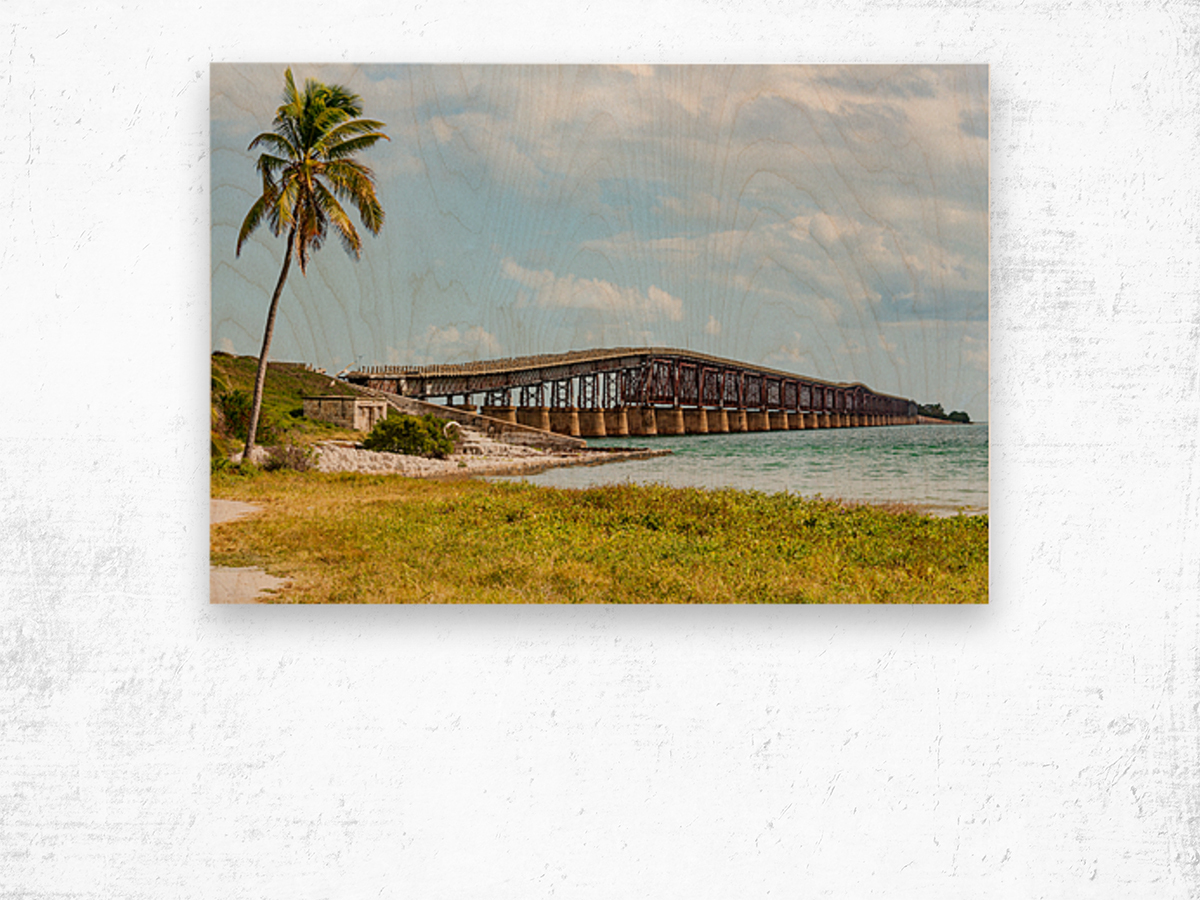 Florida Keys rail bridge and heritage trail Wood print